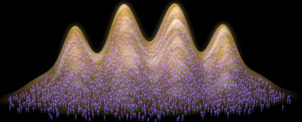 Purple and yellow peaks of a weird looking matter