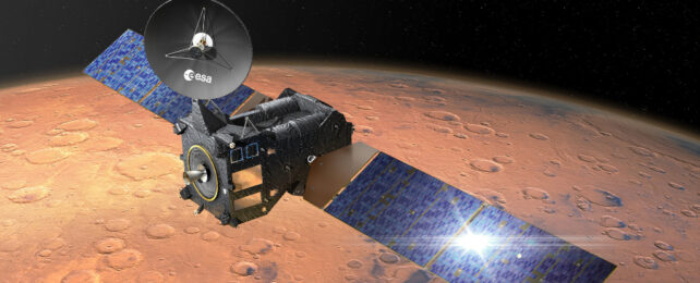 artist image of TGO satellite around mars