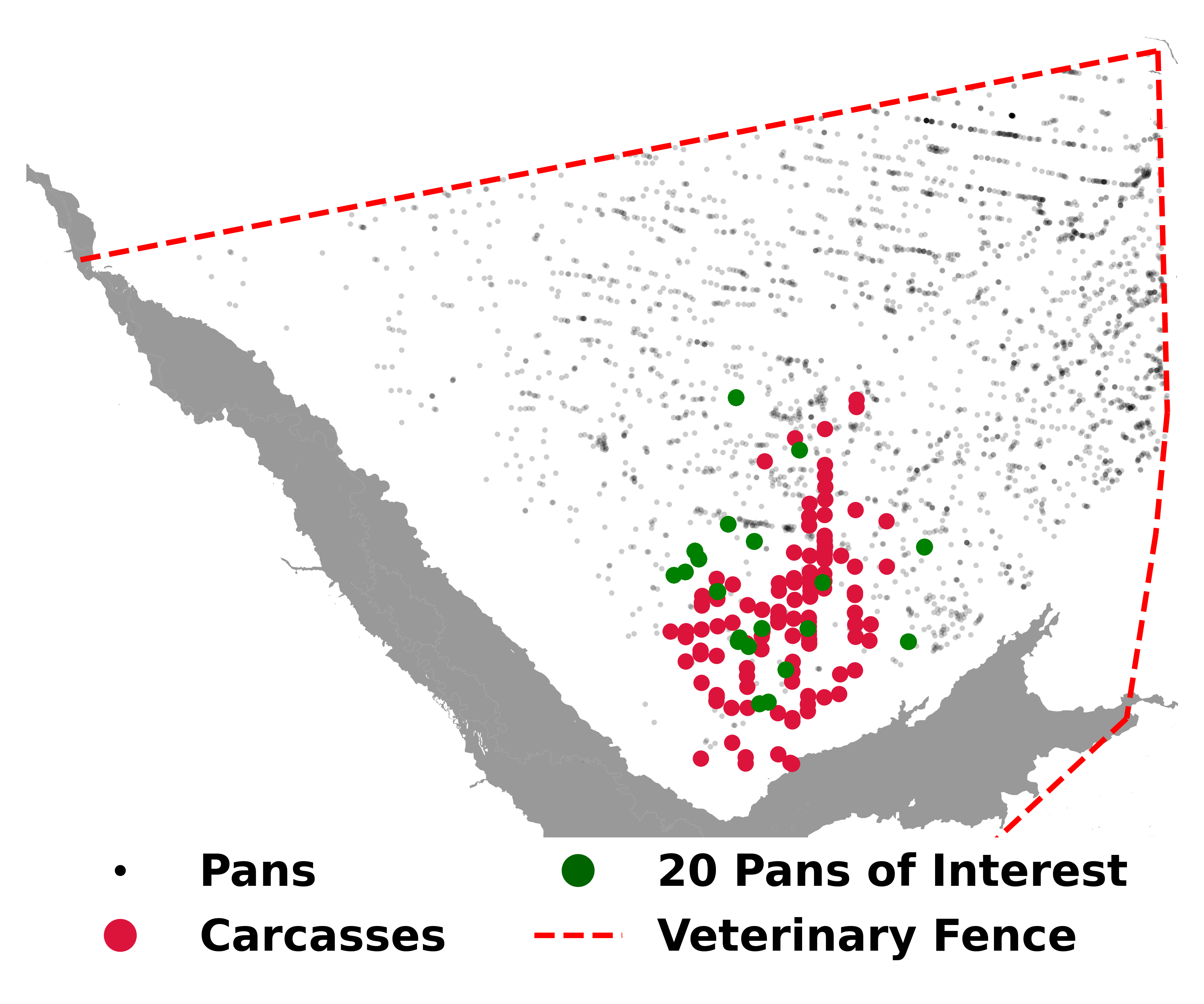 Distribution of elephant deaths relative to pan waterholes